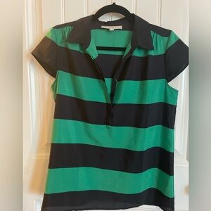 Black and Green Striped Women's Top